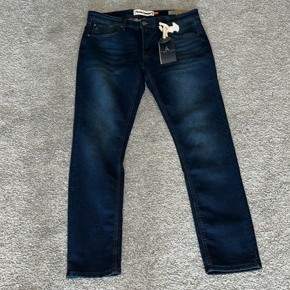 New Tailor Vintage New Canaan Slim Fit stretch denim blue jeans straight leg 32”